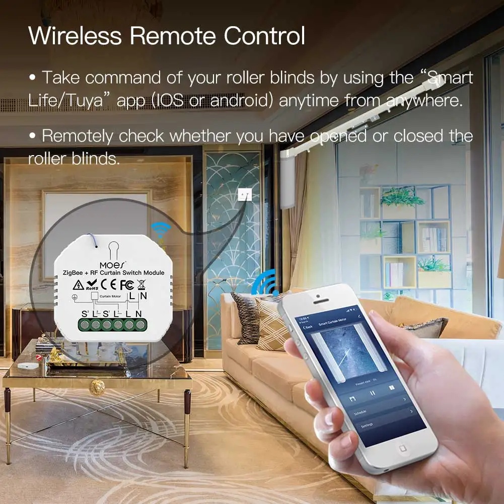 MOES ZigBee Smart RF433 Curtai - Curtain Motor incelemesi ve fiyatı