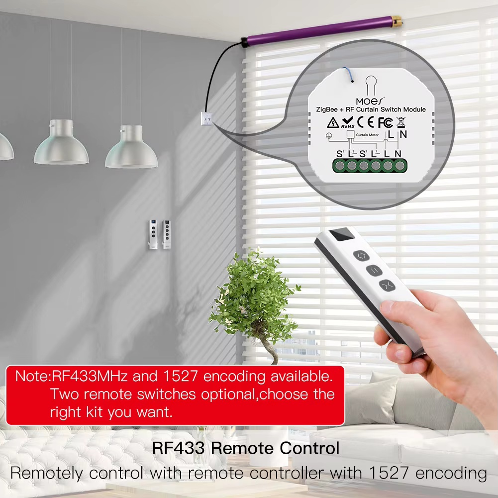 MOES ZigBee Smart RF433 Curtai - Curtain Motor incelemesi ve fiyatı