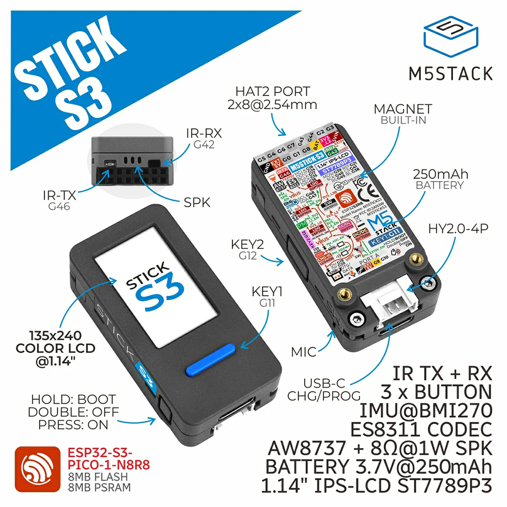 M5Stack M5StickS3 ESP32-S3 IoT - Smart Home Display incelemesi ve fiyatı